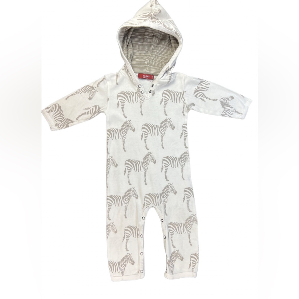 MILKBARN Hooded Long Sleeve Cotton Romper - 6-12M